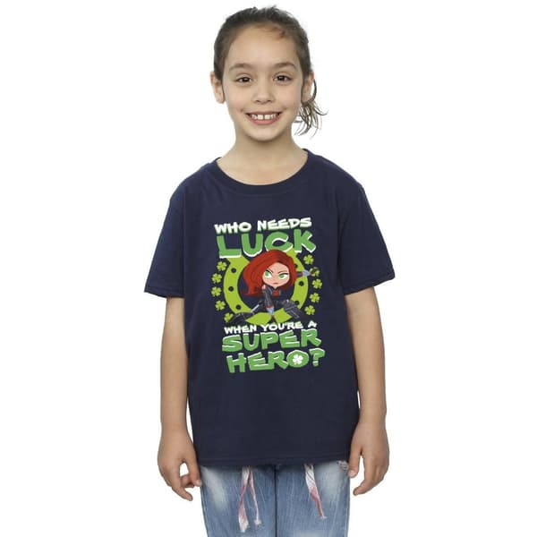 Marvel St Patrick´s Day Black Widow Luck T-shirt i bomull för flickor