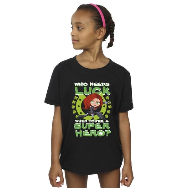 Marvel St Patrick´s Day Black Widow Luck T-shirt i bomull för flickor