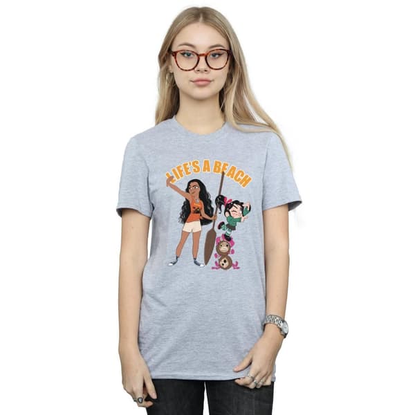 Disney Dam/kvinnor Wreck It Ralph Moana And Vanellope Boyfriend T-shirt i bomull