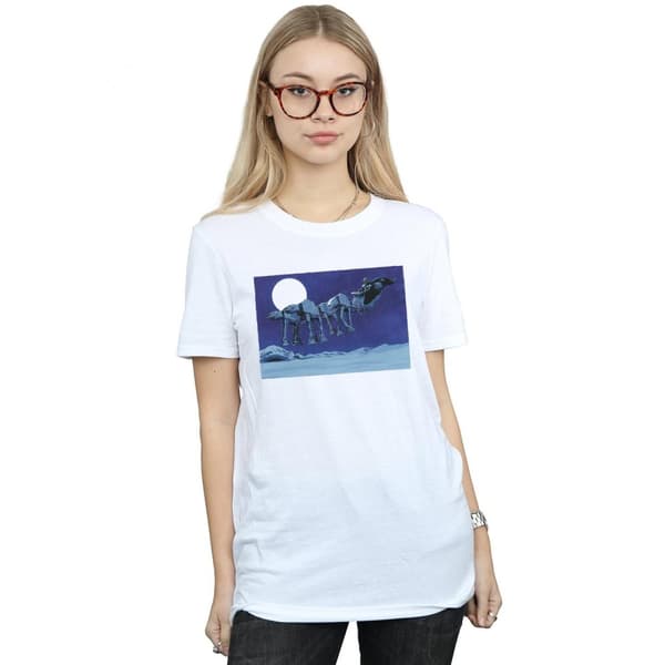 Star Wars Womens/Ladies Christmas AT-AT Sleigh Cotton Boyfriend T-Shirt