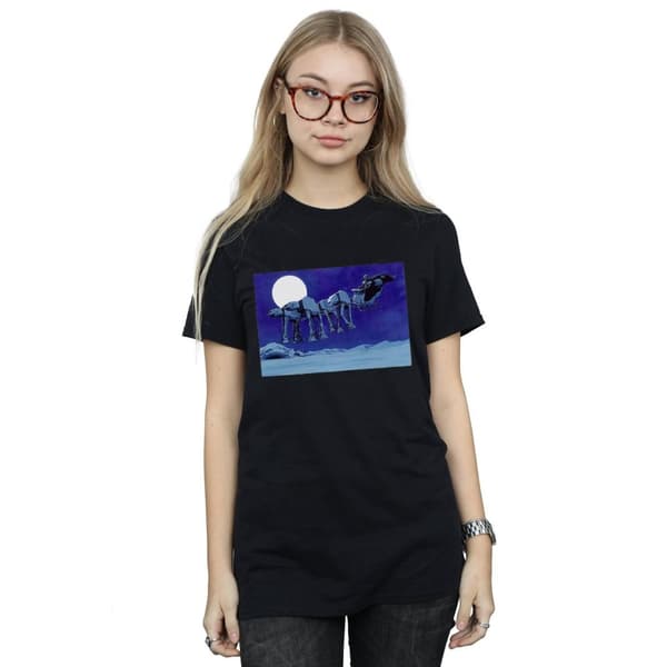 Star Wars Womens/Ladies Christmas AT-AT Sleigh Cotton Boyfriend T-Shirt