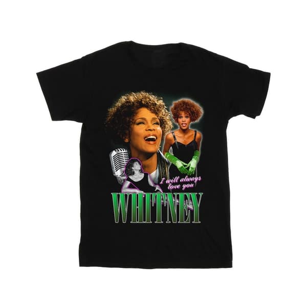 Whitney Houston Womens/Ladies I Will Always Love You Homage Cotton Boyfriend T-Shirt Black 5XL