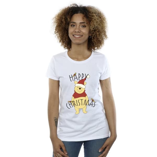 Disney Dam/Tjej Winnie The Pooh Happy Christmas Holly T-shirt i bomull