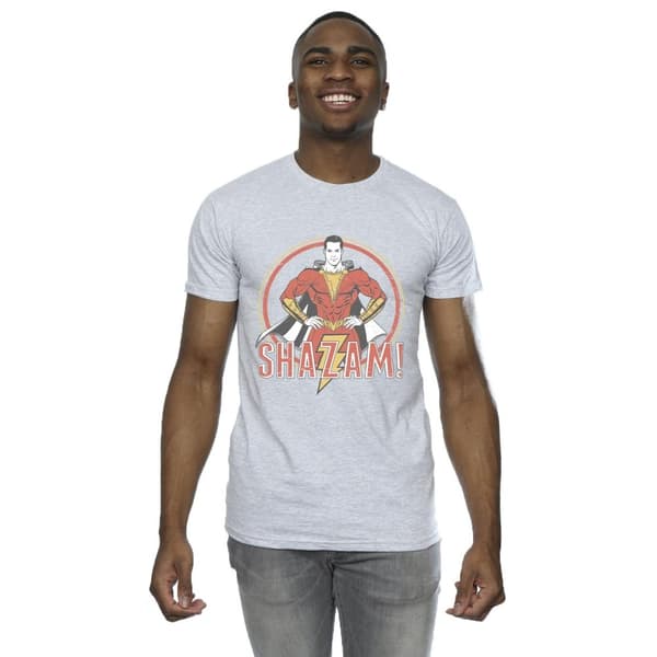 DC Comics Mens Shazam Retro Circle Distressed T-Shirt