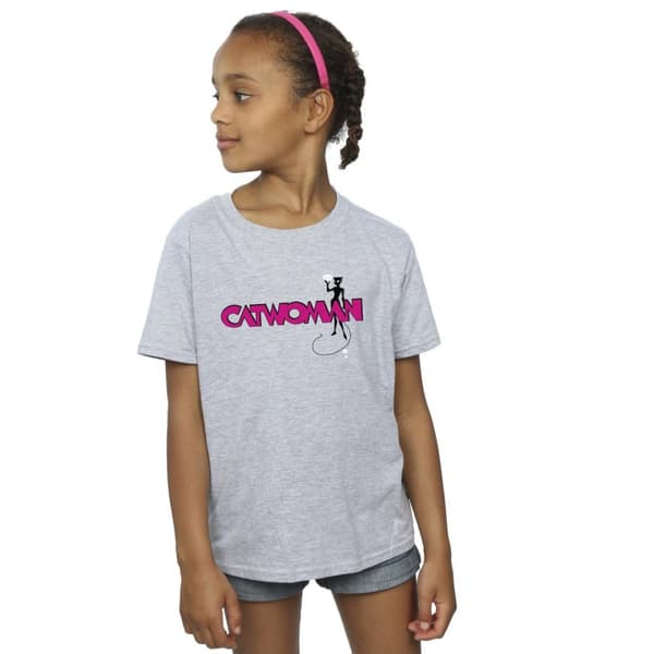 DC Comics T-shirt i bomull med Batman Catwoman-logga för flickor