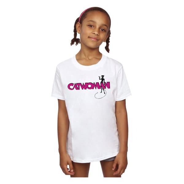DC Comics T-shirt i bomull med Batman Catwoman-logga för flickor