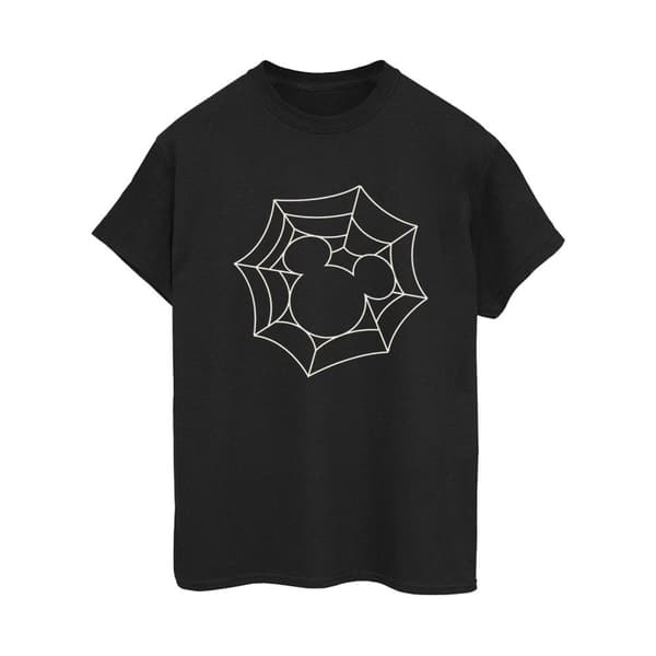 Disney Dam/Tjej Musse Pigg Spindelväv Bomull Boyfriend T-shirt Black XXL