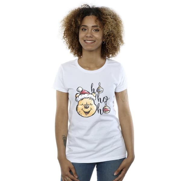Disney Womens/Ladies Winnie The Pooh Ho Ho Ho Baubles Cotton T-Shirt