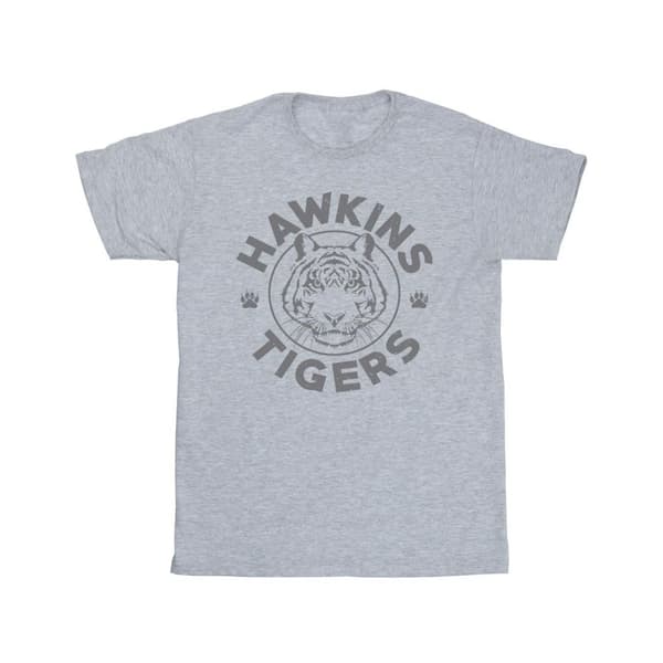 Netflix Stranger Things Hawkins Grå Tiger Bomulls-T-shirt för flickor