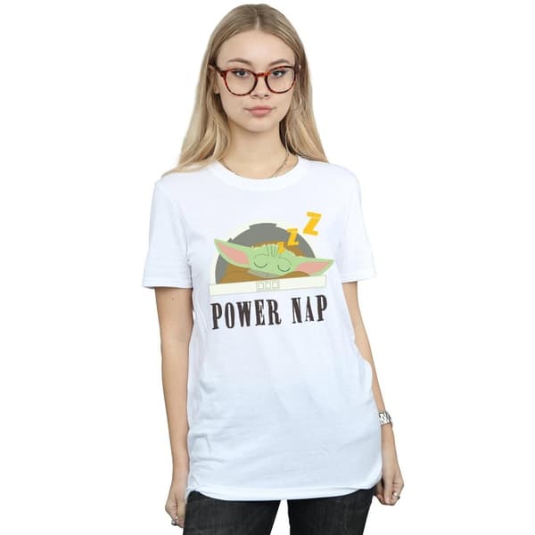 Star Wars Womens/Ladies The Mandalorian Power Nap Child Cotton Boyfriend T-Shirt