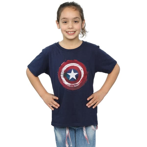 Marvel Girls Captain America Splatter Shield Cotton T-Shirt