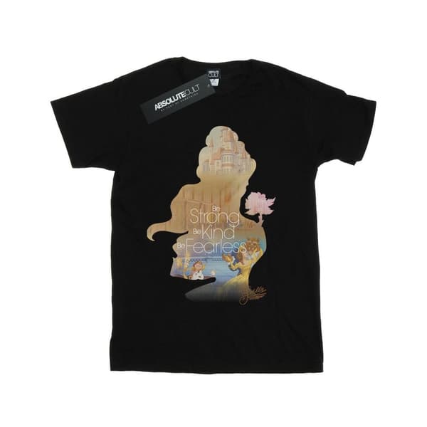 Disney Princess Dam/Tjej Belle Fylld Silhuett Bomull Boyfriend T-shirt