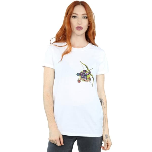 Marvel Womens/Ladies Hawkeye Tattoo Breast Print Cotton Boyfriend T-Shirt