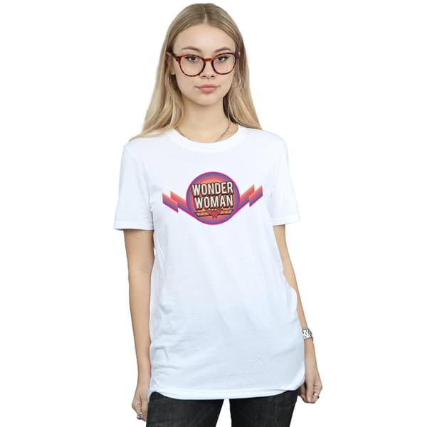 DC Comics Womens/Ladies Wonder Woman Rainbow Logo Cotton Boyfriend T-Shirt