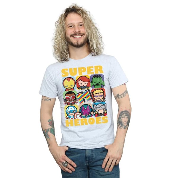 Marvel Mens Kawaii Super Heroes T-Shirt