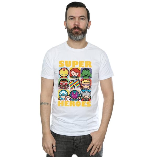 Marvel Mens Kawaii Super Heroes T-Shirt