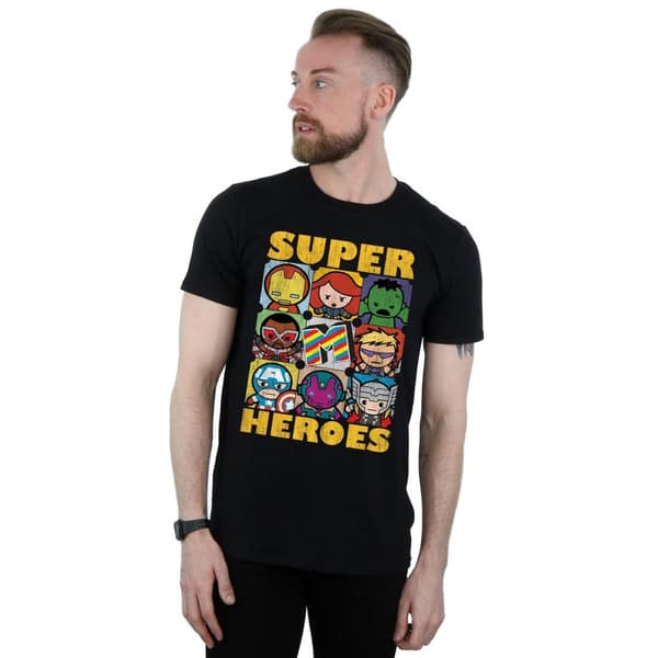 Marvel Mens Kawaii Super Heroes T-Shirt