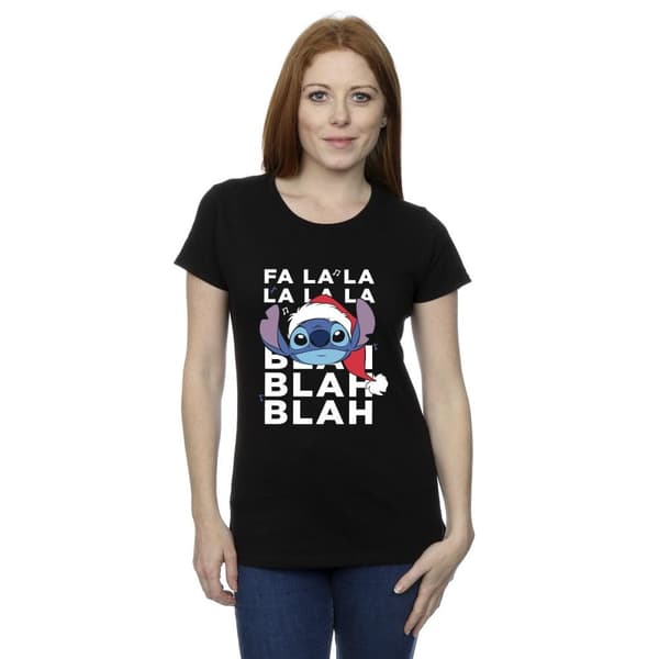Disney Dam/Tjej Lilo And Stitch Christmas Blah Blah Blah Bomulls-T-shirt