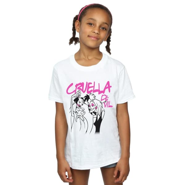 Disney Cruella de Vil - T-shirt med krage i bomull för flickor