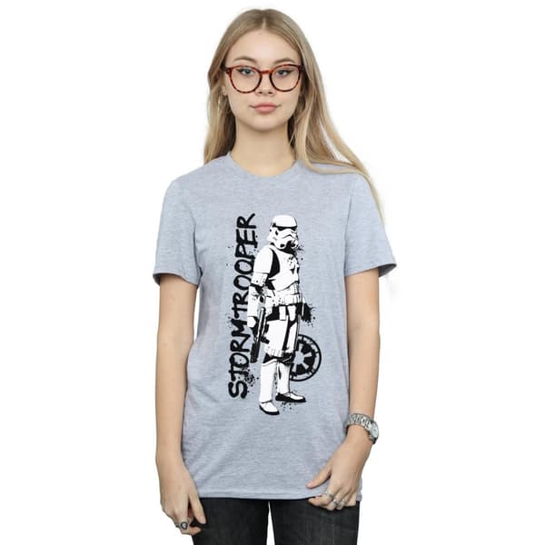Star Wars Womens/Ladies The Mandalorian Splat Stormtrooper Cotton Boyfriend T-Shirt