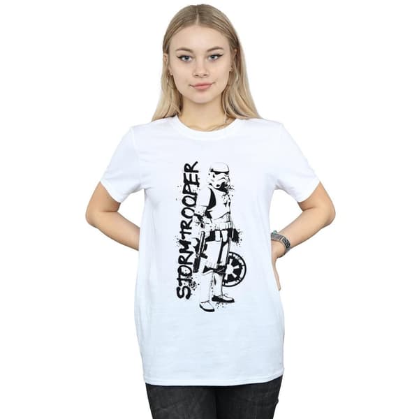 Star Wars Womens/Ladies The Mandalorian Splat Stormtrooper Cotton Boyfriend T-Shirt