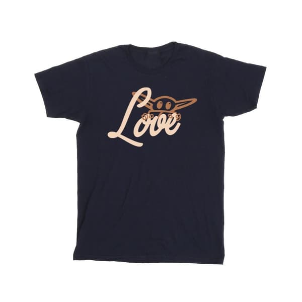 Star Wars Girls Grogu Love T-shirt i bomull Navy Blue 12-13 Years