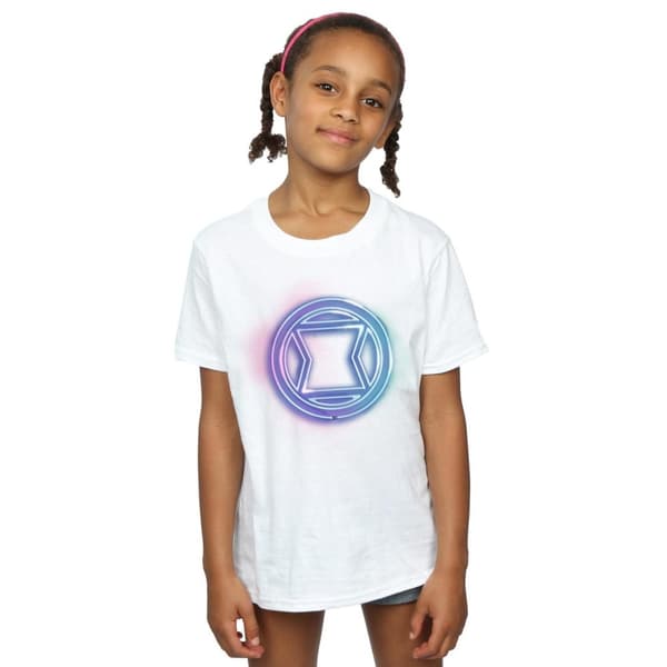 Marvel Girls Black Widow Neon Logo Cotton T-Shirt