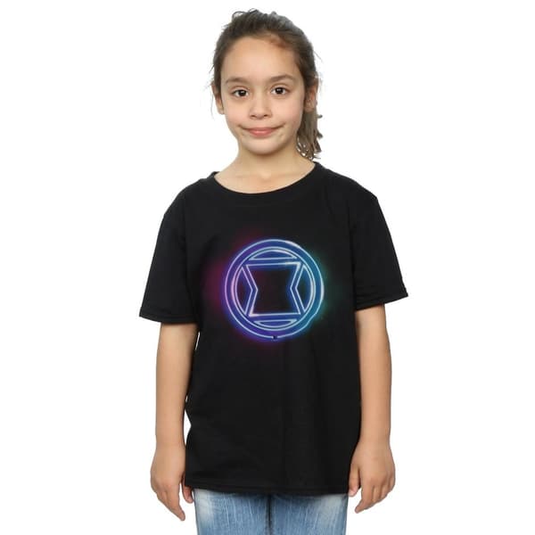 Marvel Girls Black Widow Neon Logo Cotton T-Shirt