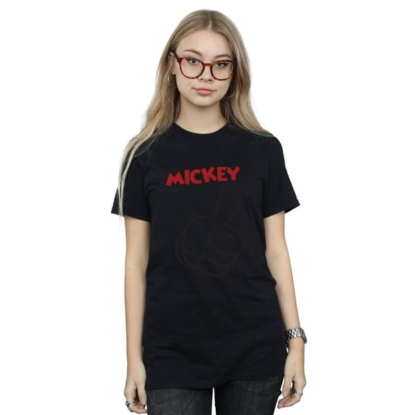 Disney Womens/Ladies Mickey Mouse Thumbs Up Cotton Boyfriend T-Shirt
