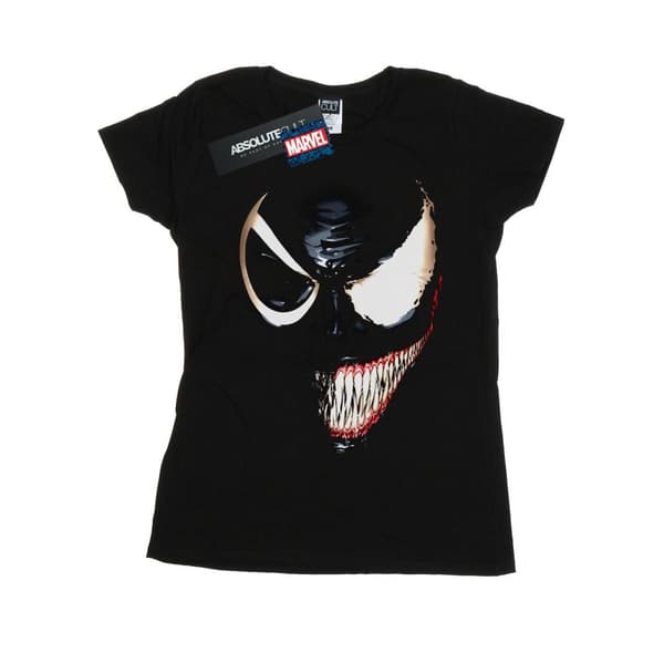 Marvel Womens/Ladies Venom Split Face Cotton T-Shirt Black S
