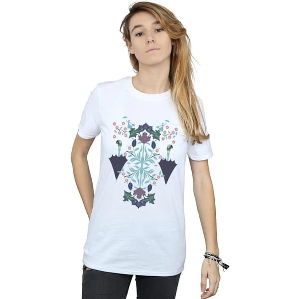 Disney Dam/kvinnor Mary Poppins blommig collage bomull boyfriend t-shirt