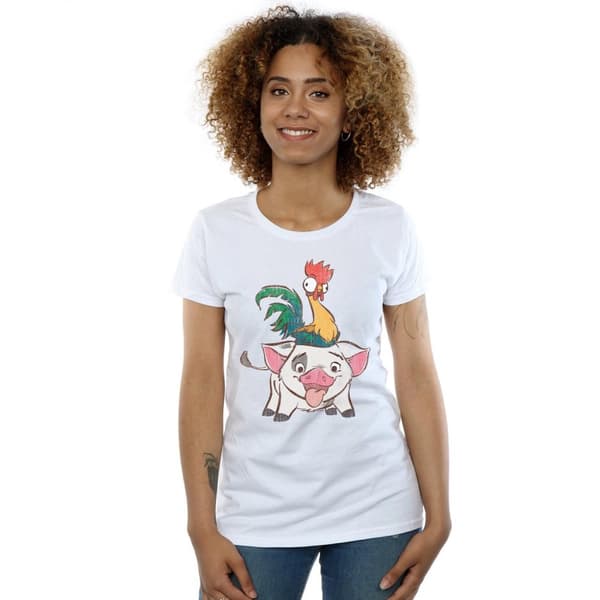 Disney Dam/dam Moana Hei Hei And Pua - T-shirt i bomull