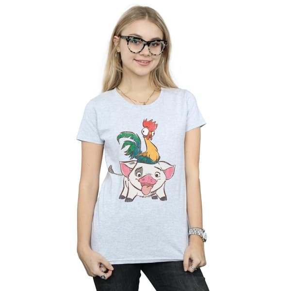 Disney Dam/dam Moana Hei Hei And Pua - T-shirt i bomull