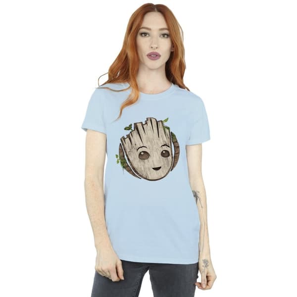 Marvel Womens/Ladies I Am Groot Wooden Head Cotton Boyfriend T-Shirt
