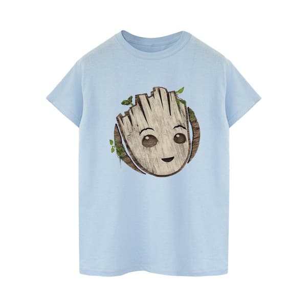 Marvel Womens/Ladies I Am Groot Wooden Head Cotton Boyfriend T-Shirt