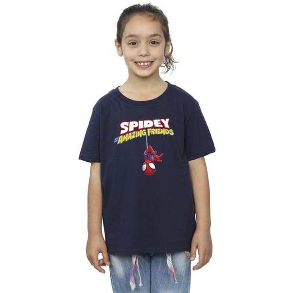Marvel T-shirt i bomull med spindelmannen som hänger upp och ner