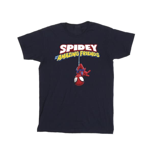 Marvel T-shirt i bomull med spindelmannen som hänger upp och ner