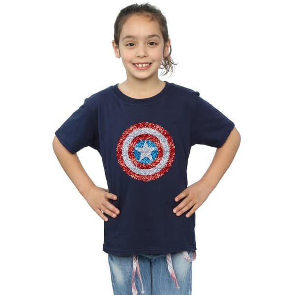 Marvel T-shirt i bomull med pixlad sköld från Captain America för flickor