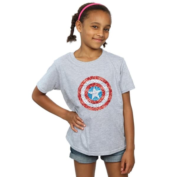Marvel T-shirt i bomull med pixlad sköld från Captain America för flickor