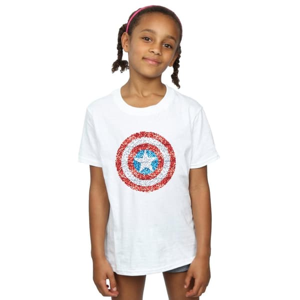 Marvel T-shirt i bomull med pixlad sköld från Captain America för flickor