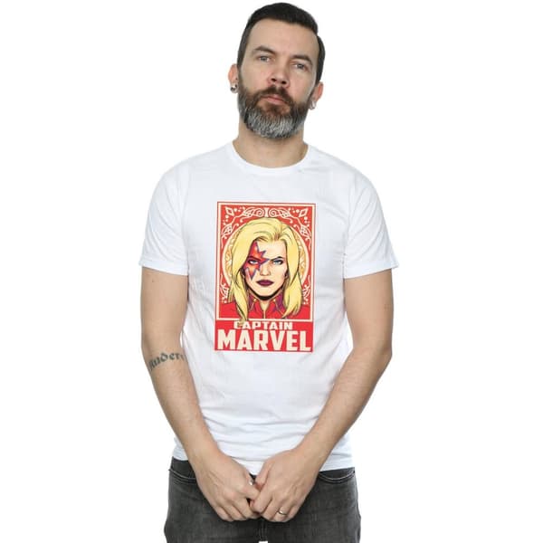 Marvel Mens Captain Marvel Ornament T-Shirt