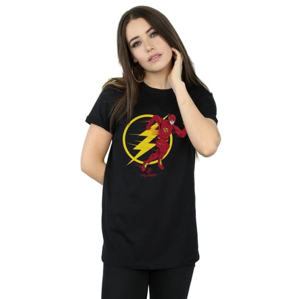 DC Comics Womens/Ladies The Flash Running Emblem Cotton Boyfriend T-Shirt