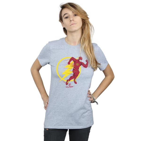 DC Comics Womens/Ladies The Flash Running Emblem Cotton Boyfriend T-Shirt