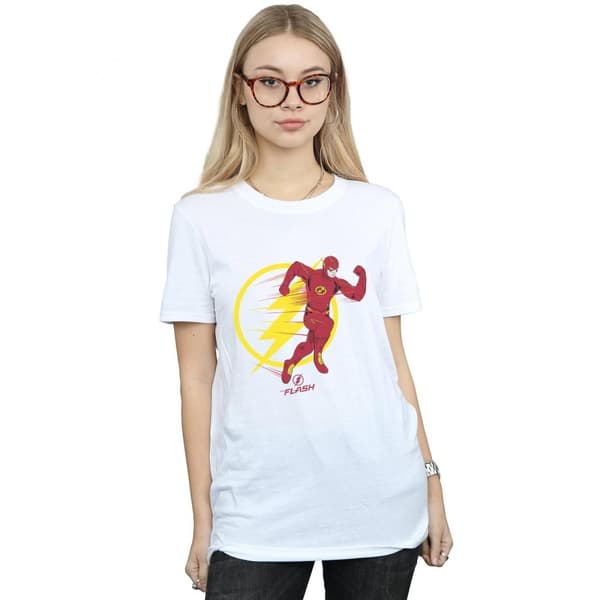 DC Comics Womens/Ladies The Flash Running Emblem Cotton Boyfriend T-Shirt