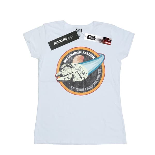 Star Wars Womens/Ladies Millennium Falcon Badge Cotton T-Shirt White S