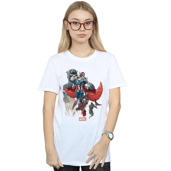Marvel Womens/Ladies Captain America Falcon Evolution Cotton Boyfriend T-Shirt