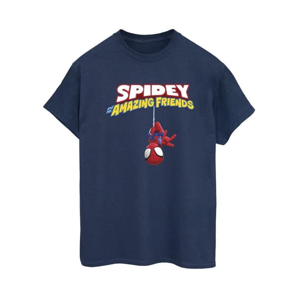 Marvel Womens/Ladies Spider-Man Hanging Upside Down Cotton Boyfriend T-Shirt