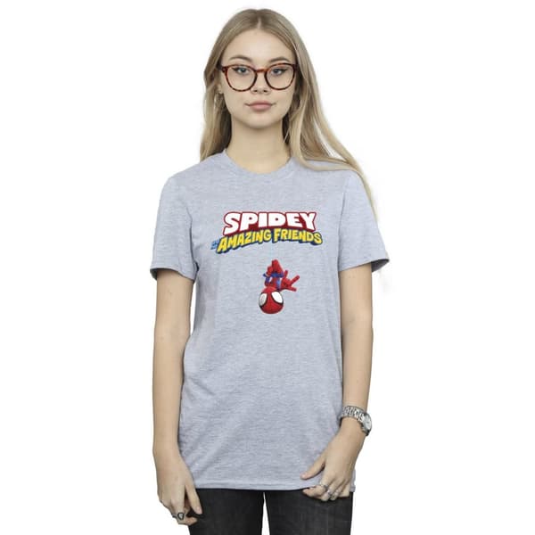 Marvel Womens/Ladies Spider-Man Hanging Upside Down Cotton Boyfriend T-Shirt