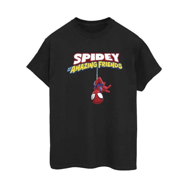 Marvel Womens/Ladies Spider-Man Hanging Upside Down Cotton Boyfriend T-Shirt