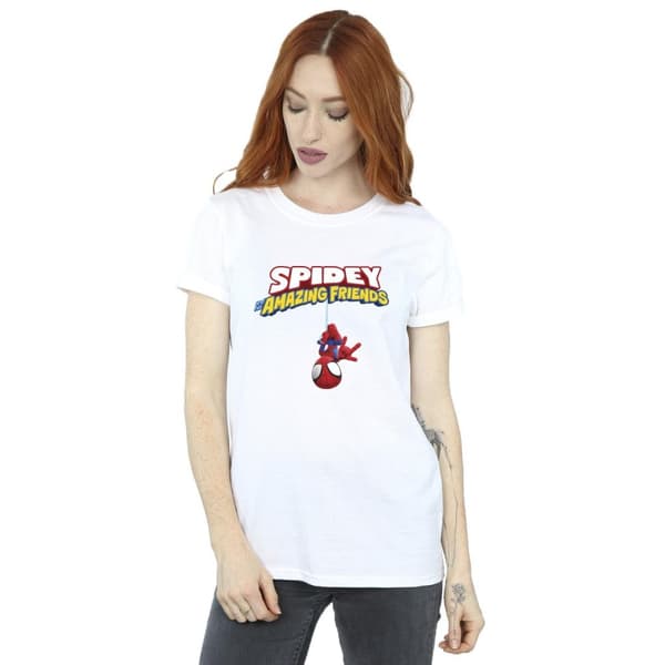 Marvel Womens/Ladies Spider-Man Hanging Upside Down Cotton Boyfriend T-Shirt